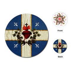 Quebec Flag Drapeau Québec Patriote Carillon Sacré-coeur Christian Catholic Old Vintage With Fleurs De Lys Playing Cards Single Design (round) by Quebec