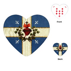 Quebec Flag Drapeau Québec Patriote Carillon Sacré-coeur Christian Catholic Old Vintage With Fleurs De Lys Playing Cards Single Design (heart) by Quebec