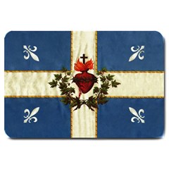 Quebec Flag Drapeau Québec Patriote Carillon Sacré-coeur Christian Catholic Old Vintage With Fleurs De Lys Large Doormat by Quebec