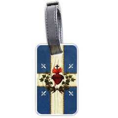 Quebec Flag Drapeau Québec Patriote Carillon Sacré-coeur Christian Catholic Old Vintage With Fleurs De Lys Luggage Tag (one Side) by Quebec