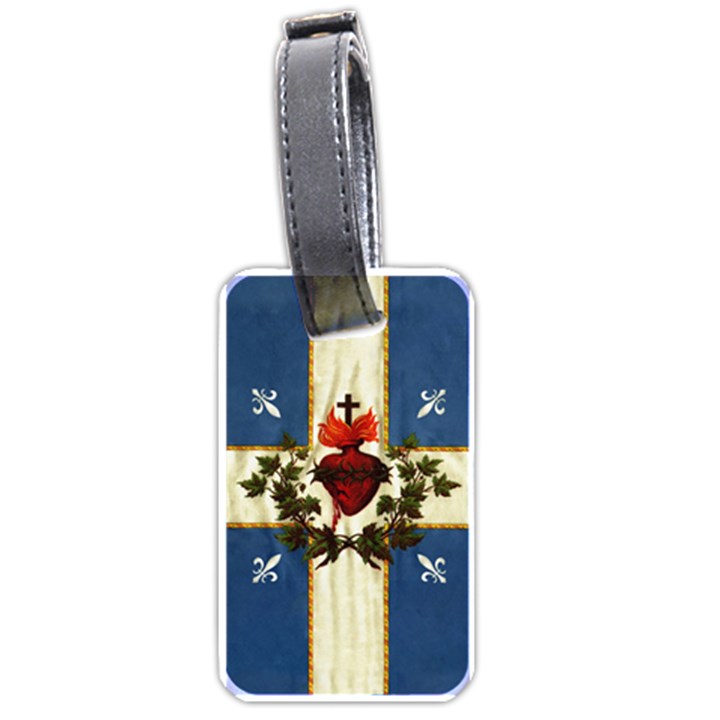 Quebec flag drapeau Québec Patriote Carillon Sacré-Coeur Christian Catholic old vintage with fleurs de lys Luggage Tag (one side)