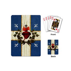 Quebec Flag Drapeau Québec Patriote Carillon Sacré-coeur Christian Catholic Old Vintage With Fleurs De Lys Playing Cards Single Design (mini) by Quebec