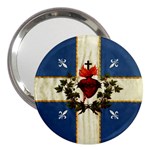 Quebec flag drapeau Québec Patriote Carillon Sacré-Coeur Christian Catholic old vintage with fleurs de lys 3  Handbag Mirror Front