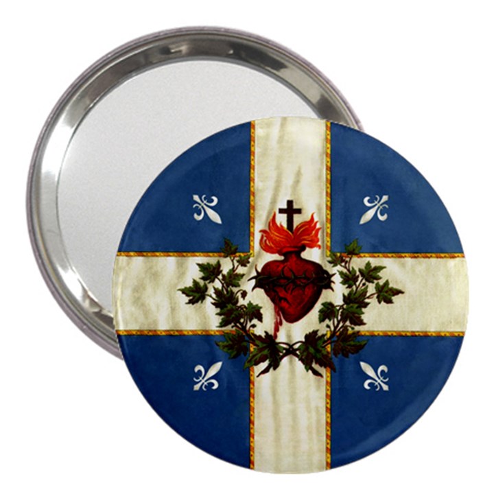 Quebec flag drapeau Québec Patriote Carillon Sacré-Coeur Christian Catholic old vintage with fleurs de lys 3  Handbag Mirror