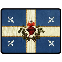 Quebec Flag Drapeau Québec Patriote Carillon Sacré-coeur Christian Catholic Old Vintage With Fleurs De Lys Double Sided Fleece Blanket (large) by Quebec