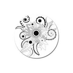 Floral Design Magnet 3  (round) by FantasyWorld7