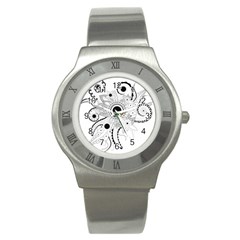 Floral Design Stainless Steel Watch by FantasyWorld7