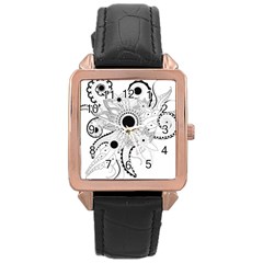 Floral Design Rose Gold Leather Watch  by FantasyWorld7