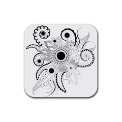 Floral Design Rubber Coaster (square)  by FantasyWorld7