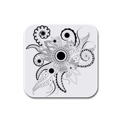 Floral Design Rubber Square Coaster (4 Pack)  by FantasyWorld7