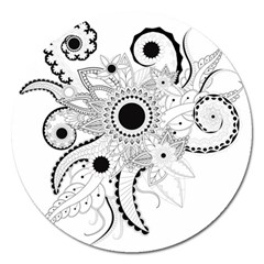 Floral Design Magnet 5  (round) by FantasyWorld7