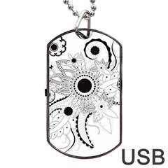 Floral Design Dog Tag Usb Flash (two Sides) by FantasyWorld7