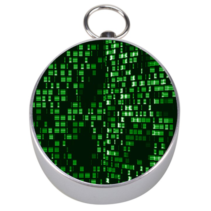 Abstract Plaid Green Silver Compasses