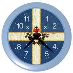 Quebec Flag Drapeau Québec Patriote Carillon Sacré-coeur Christian Catholic Old Vintage With Fleurs De Lys Color Wall Clock by Quebec