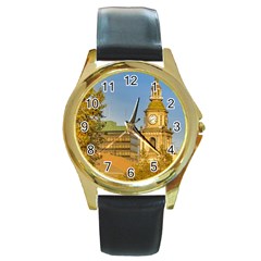 San Francisco De Alameda Church, Santiago De Chile Round Gold Metal Watch by dflcprintsclothing