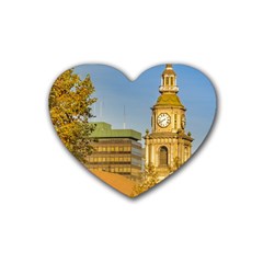 San Francisco De Alameda Church, Santiago De Chile Rubber Coaster (heart)  by dflcprintsclothing