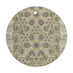 A Gift With Flowers And Bubble Wrap Ornament (round) by pepitasart