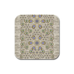 A Gift With Flowers And Bubble Wrap Rubber Square Coaster (4 Pack)  by pepitasart