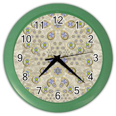 A Gift With Flowers And Bubble Wrap Color Wall Clock by pepitasart