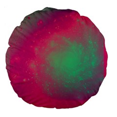 Effet Galaxy Rose/vert Large 18  Premium Flano Round Cushions by kcreatif