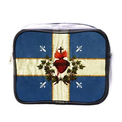 Quebec Flag Drapeau Québec Patriote Carillon Sacré-coeur Christian Catholic Old Vintage With Fleurs De Lys Mini Toiletries Bag (one Side) by Quebec