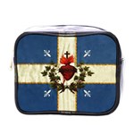 Quebec flag drapeau Québec Patriote Carillon Sacré-Coeur Christian Catholic old vintage with fleurs de lys Mini Toiletries Bag (One Side) Front