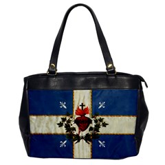 Quebec Flag Drapeau Québec Patriote Carillon Sacré-coeur Christian Catholic Old Vintage With Fleurs De Lys Oversize Office Handbag by Quebec