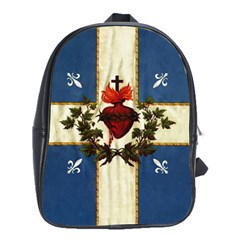 Quebec Flag Drapeau Québec Patriote Carillon Sacré-coeur Christian Catholic Old Vintage With Fleurs De Lys School Bag (xl) by Quebec