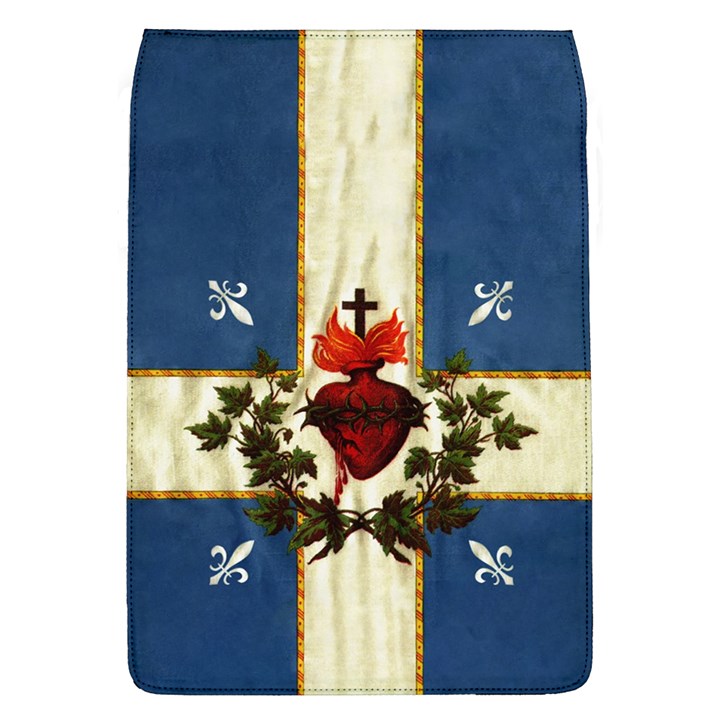 Quebec flag drapeau Québec Patriote Carillon Sacré-Coeur Christian Catholic old vintage with fleurs de lys Removable Flap Cover (L)