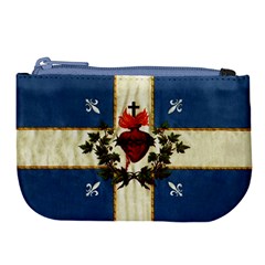 Quebec Flag Drapeau Québec Patriote Carillon Sacré-coeur Christian Catholic Old Vintage With Fleurs De Lys Large Coin Purse by Quebec