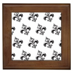 French France Fleur De Lys Metal Pattern Black And White Antique Vintage Framed Tile