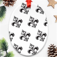 French France Fleur De Lys Metal Pattern Black And White Antique Vintage Ornament (oval) by Quebec