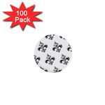 French France Fleur De Lys Metal Pattern black and white antique vintage 1  Mini Buttons (100 pack)  Front