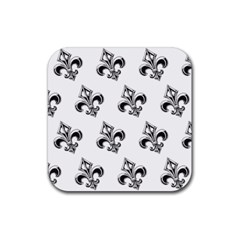 French France Fleur De Lys Metal Pattern Black And White Antique Vintage Rubber Coaster (square) 