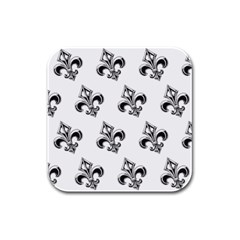 French France Fleur De Lys Metal Pattern Black And White Antique Vintage Rubber Square Coaster (4 Pack)  by Quebec