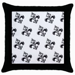 French France Fleur De Lys Metal Pattern Black And White Antique Vintage Throw Pillow Case (black) by Quebec