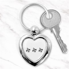 French France Fleur De Lys Metal Pattern Black And White Antique Vintage Key Chain (heart)