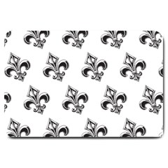 French France Fleur De Lys Metal Pattern Black And White Antique Vintage Large Doormat  by Quebec