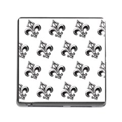 French France Fleur De Lys Metal Pattern Black And White Antique Vintage Memory Card Reader (square 5 Slot) by Quebec