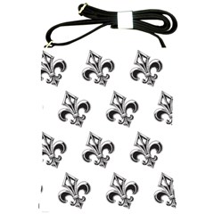 French France Fleur De Lys Metal Pattern Black And White Antique Vintage Shoulder Sling Bag by Quebec