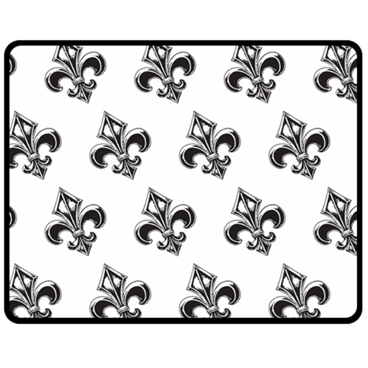 French France Fleur De Lys Metal Pattern black and white antique vintage Fleece Blanket (Medium) 