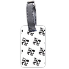 French France Fleur De Lys Metal Pattern Black And White Antique Vintage Luggage Tag (one Side) by Quebec