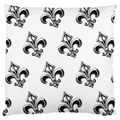 French France Fleur De Lys Metal Pattern Black And White Antique Vintage Large Cushion Case (one Side) by Quebec