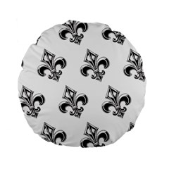 French France Fleur De Lys Metal Pattern Black And White Antique Vintage Standard 15  Premium Round Cushions