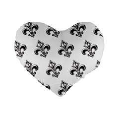 French France Fleur De Lys Metal Pattern Black And White Antique Vintage Standard 16  Premium Heart Shape Cushions by Quebec