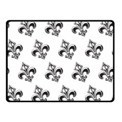 French France Fleur De Lys Metal Pattern Black And White Antique Vintage Double Sided Fleece Blanket (small)  by Quebec