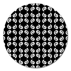 Abstrait spirale blanc/noir Magnet 5  (Round)