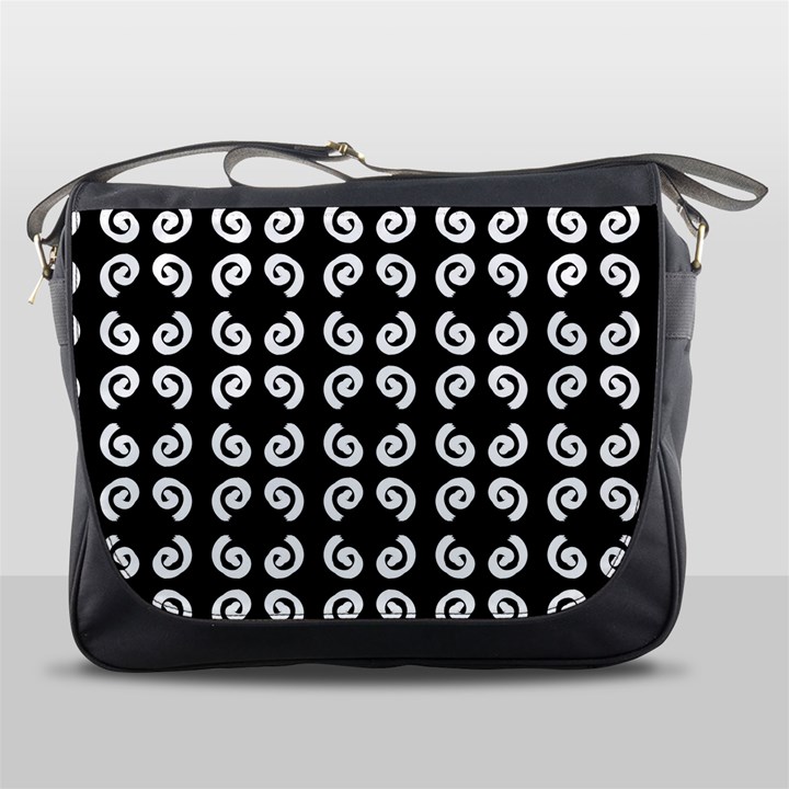 Abstrait spirale blanc/noir Messenger Bag