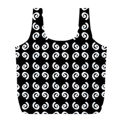 Abstrait Spirale Blanc/noir Full Print Recycle Bag (l) by kcreatif