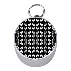 Abstrait spirale blanc/noir Mini Silver Compasses